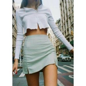 Brandy Melville Cara Green Plaid Mini Skirt NWT